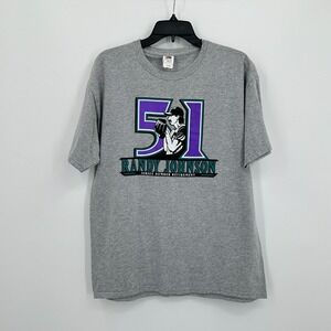Randy Johnson Retired T-shirt Mens L Gray Arizona Diamondbacks Nostalgia Collect